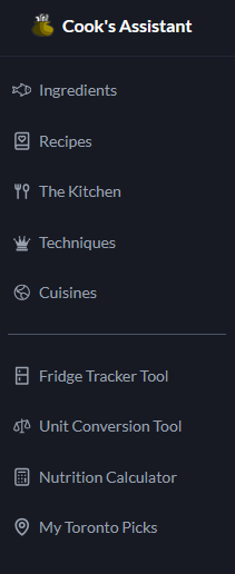 Cook's Asssistant Sidebar